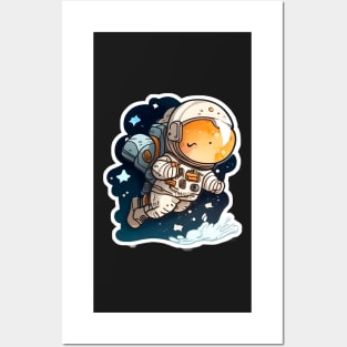 Cute Cartoon Astronaut Sticker Posters and Art